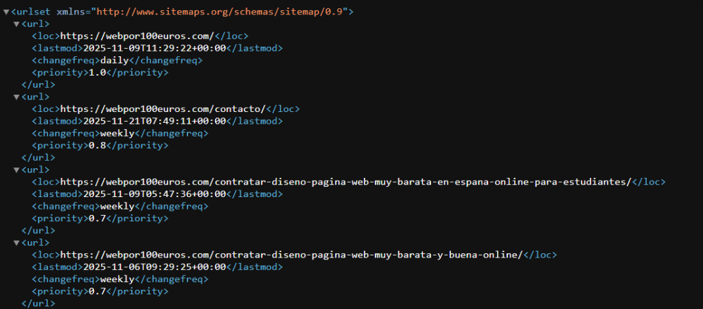 codigo del sitemap para enviar al motor de busqueda Bing