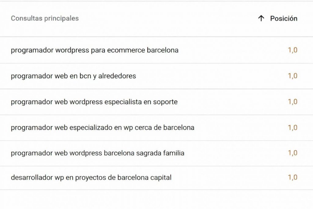 dominio bien posicionado por long tails importantes
